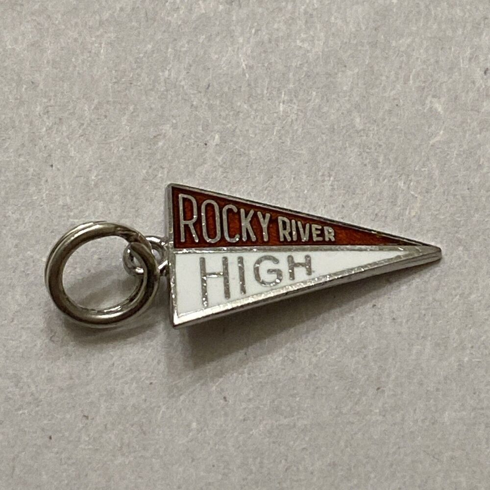 Rocky River High Vintage Sterling Silver School Pennant Charm or Pendant